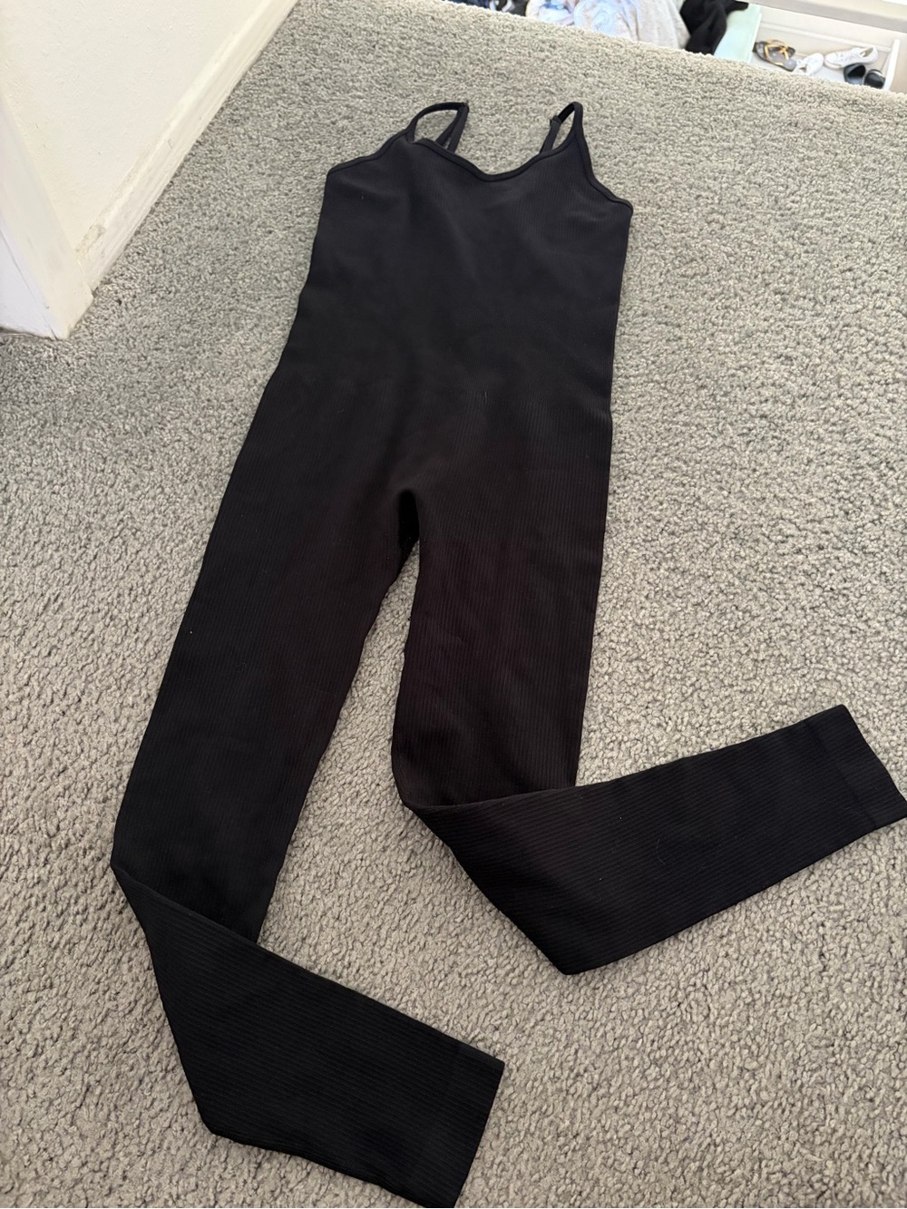 Black Ribbed Sleeveless Jumpsuit